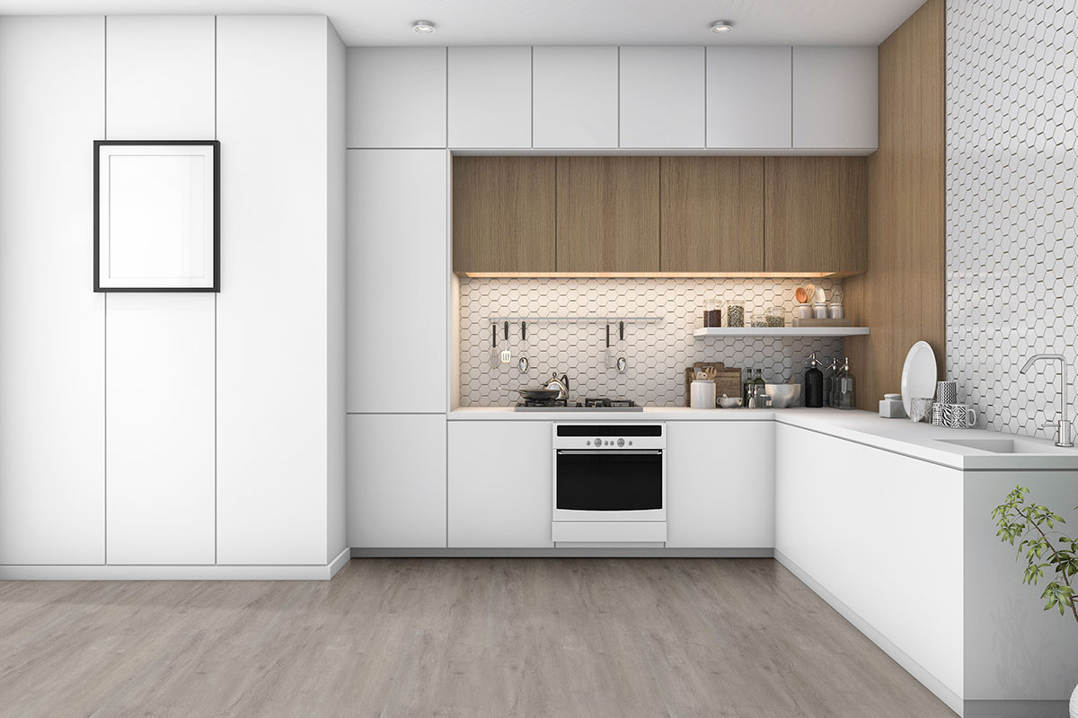 Ashton York gray Luxury Vinyl Planks kitchen scene