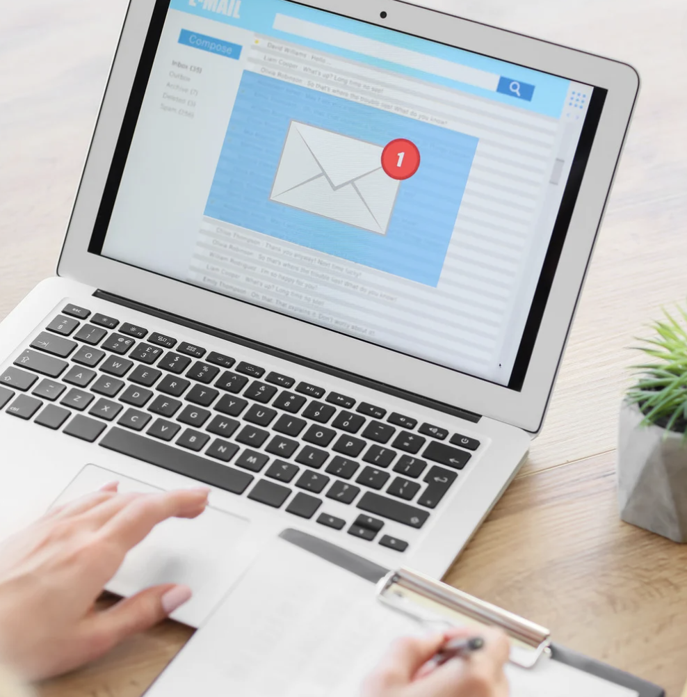 Email on screen