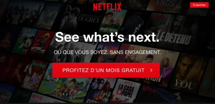 CTA avec mois offert chez Netflix