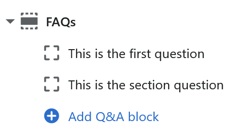 Image showing Shopify FAQ content being added to an ecommerce store