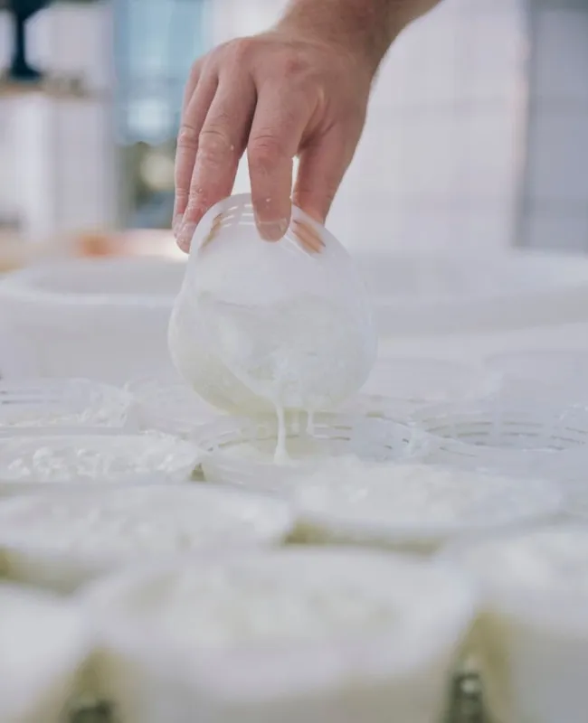La nostra ricotta negli stampi