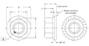 dimensions of flange nuts