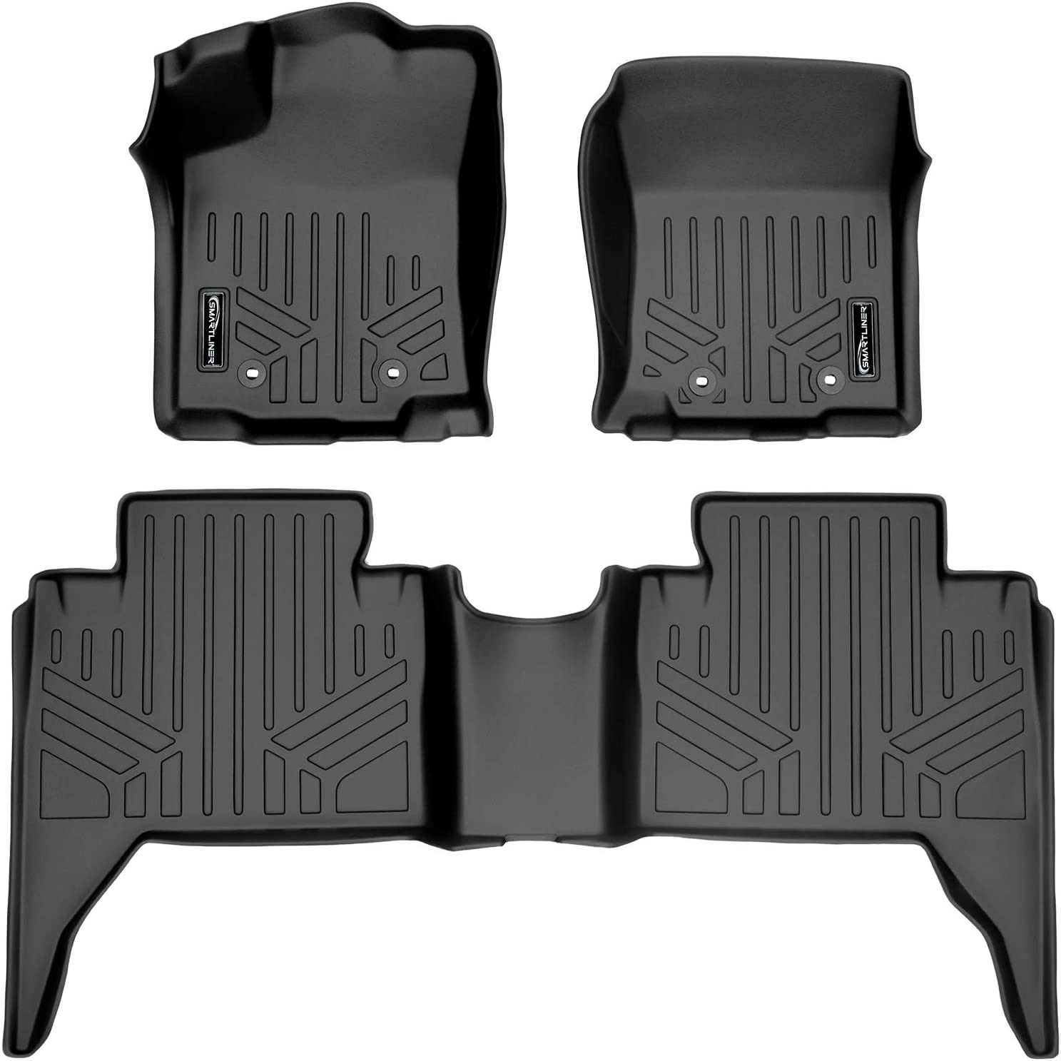 MAXLINER All-Weather Floor Mats The MAXLINER All-Weather floor mats are made of rigid polythene that has a bit of flex. Their design makes them fit all models of cars. In addition, these All-Weather floor mats from MAXLINER are a middle ground between mats and liners because of their rounded lip on the edge. You can read about the difference between floor liners and floor mats here.MAXLINER floor mats are not going to override your floors like liners. With their depths, they can hold a latte. These mats come in a variety of colors - you are sure going to find one that fits the interior of your car. This modern style, perfect fit, and durable floor mats come with a lifetime warranty. Pros Stain-resistant. Completely odorless. Available in different colors. Have a sleepy and stylish appearance. Backed by a lifetime warranty. Cons They don’t fit all vehicles. They are not long-lasting.