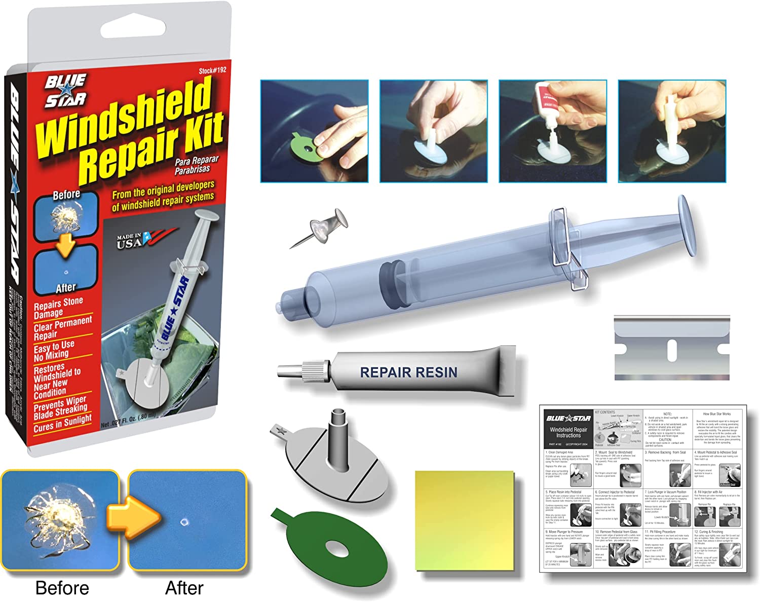 BLUE-STAR WINDSHIELD REPAIR KIT