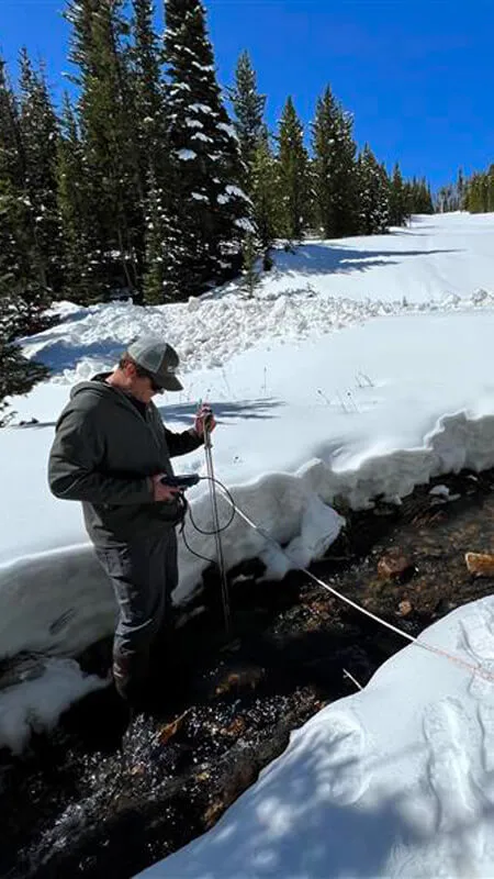 Man surveying in a river