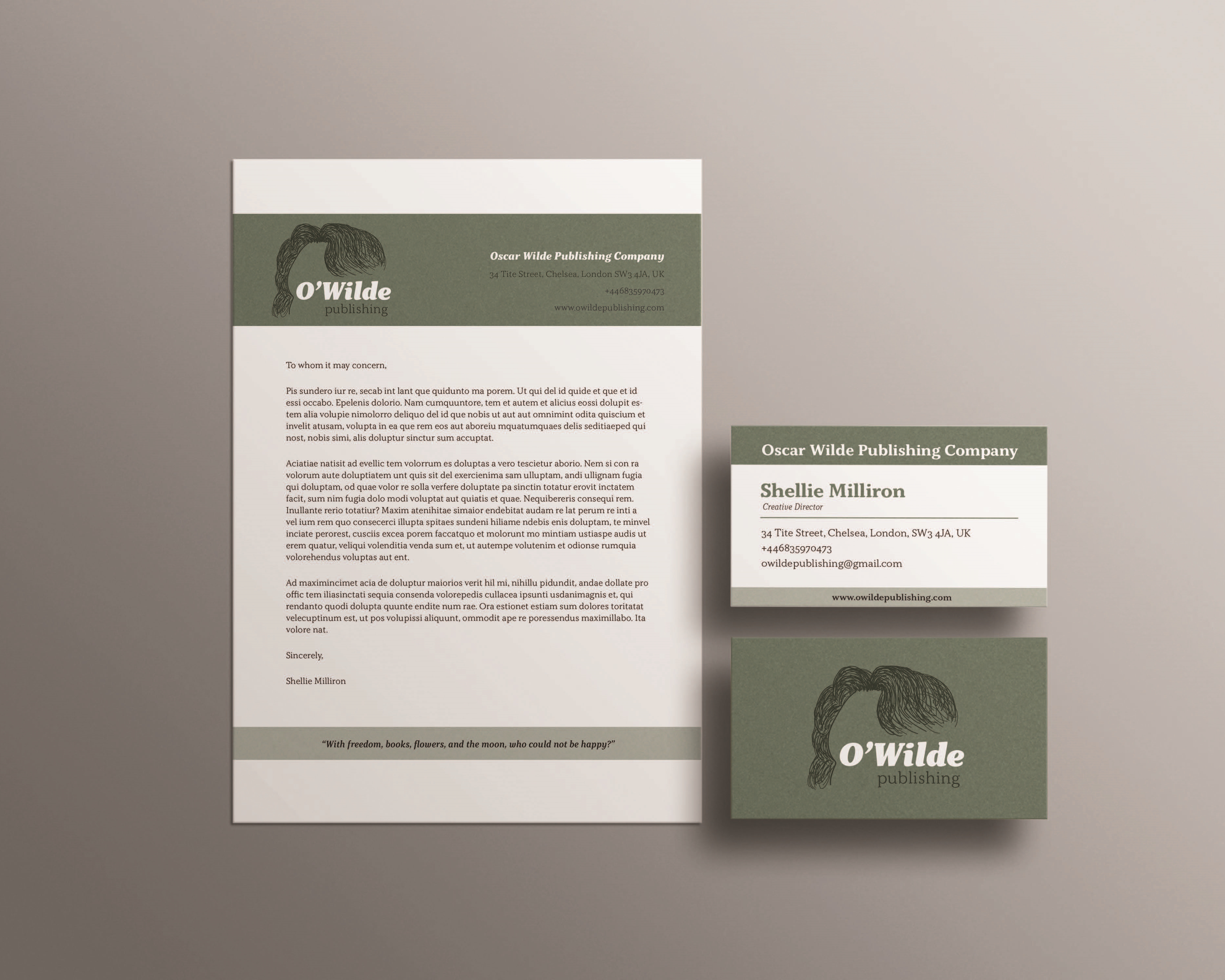 Oscar Wilde branding and stationery