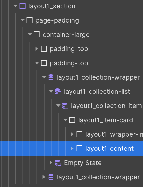 Organisation layout designer Webflow - collection CMS article