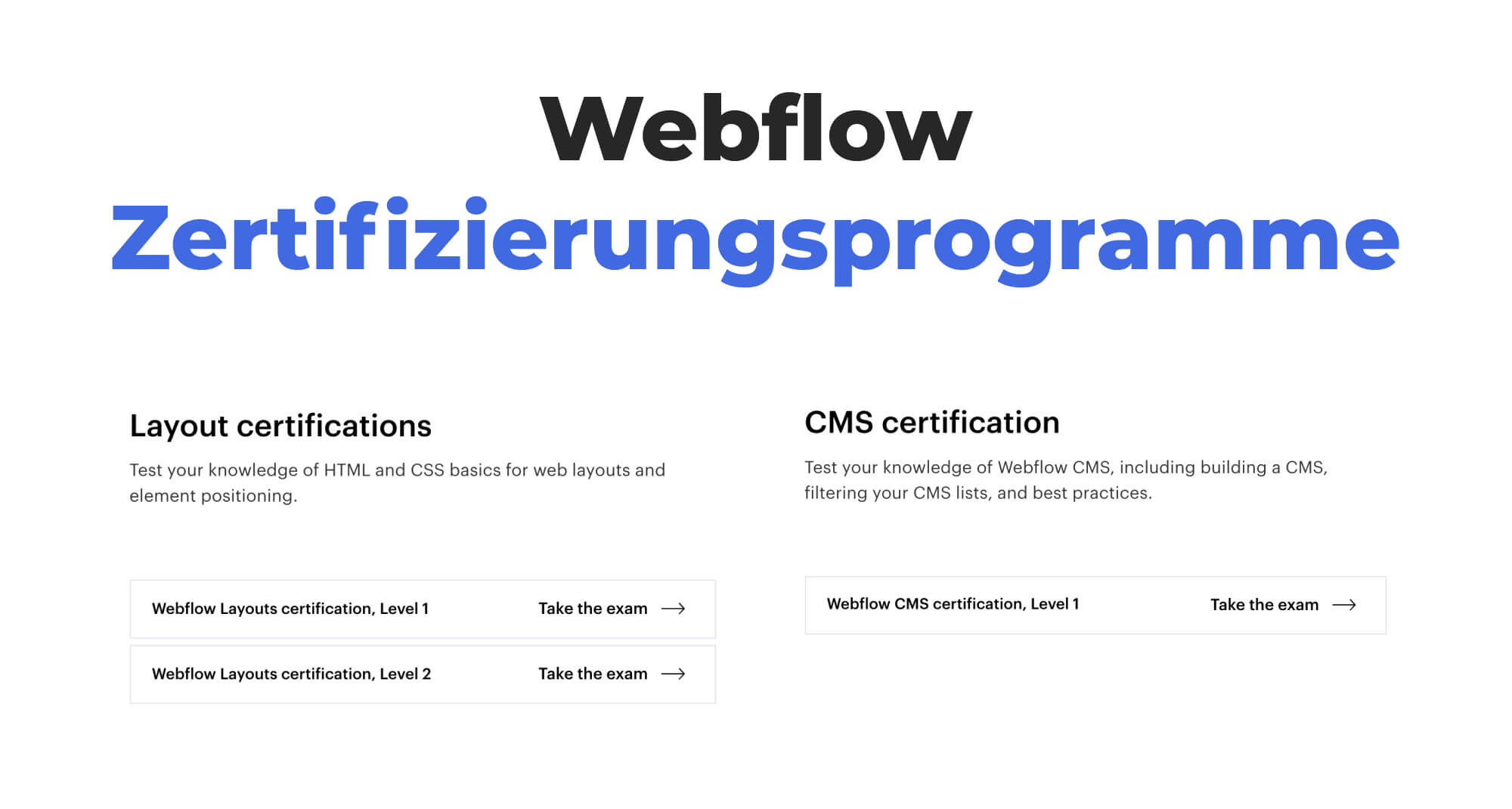 Webflow Zertifizierungsprogramme