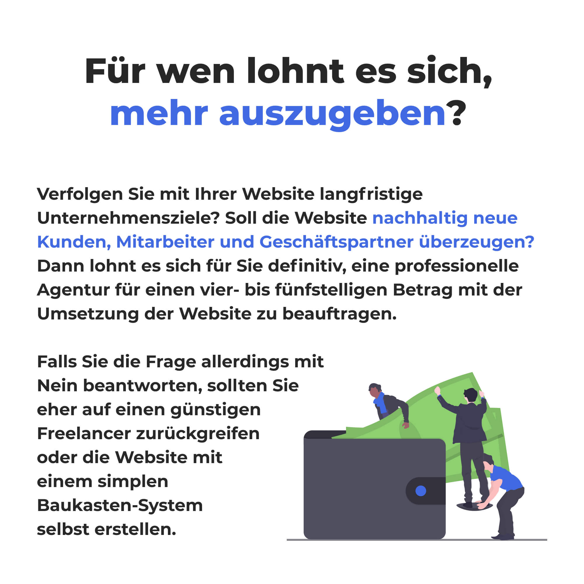 Infografik die zeigt wann es sich lohnt, mehr für eine Website auszugeben