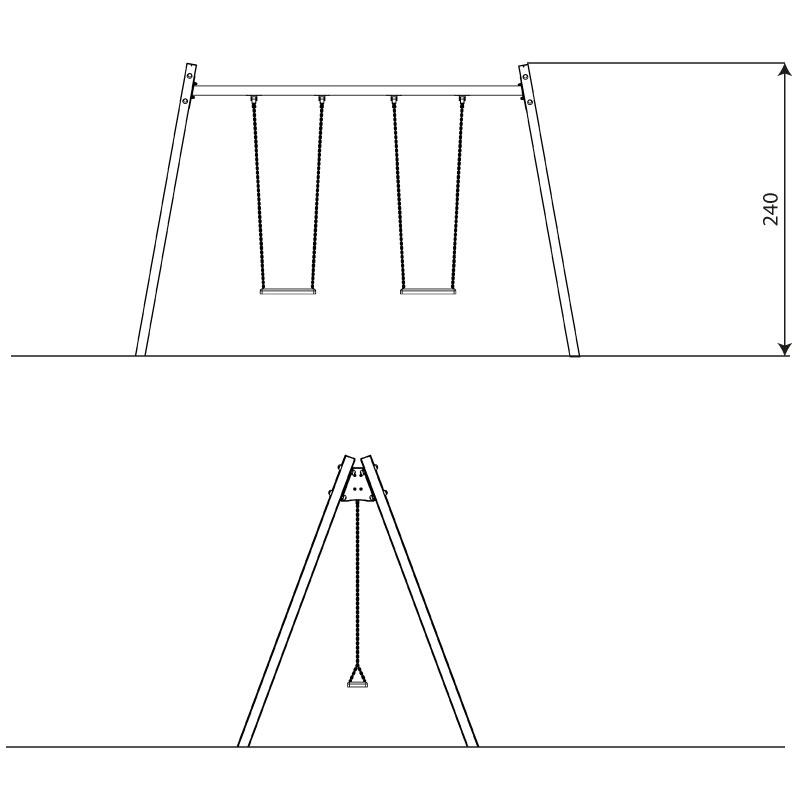 Coloured Double Metal Swing Morti Sport & Play Equipment