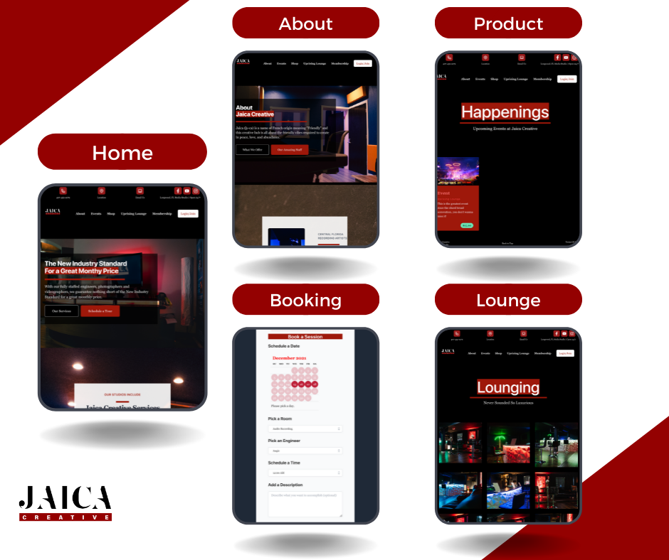 Final mockups for the Jaica site