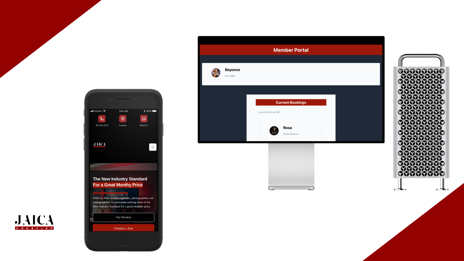 Phone and Desktop Mockups of the final website
