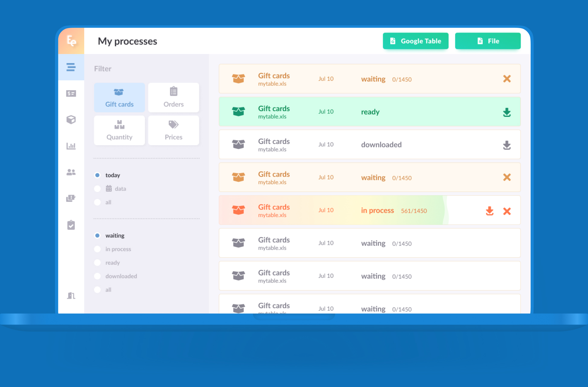 ecommerce scrapping dashboard processes
