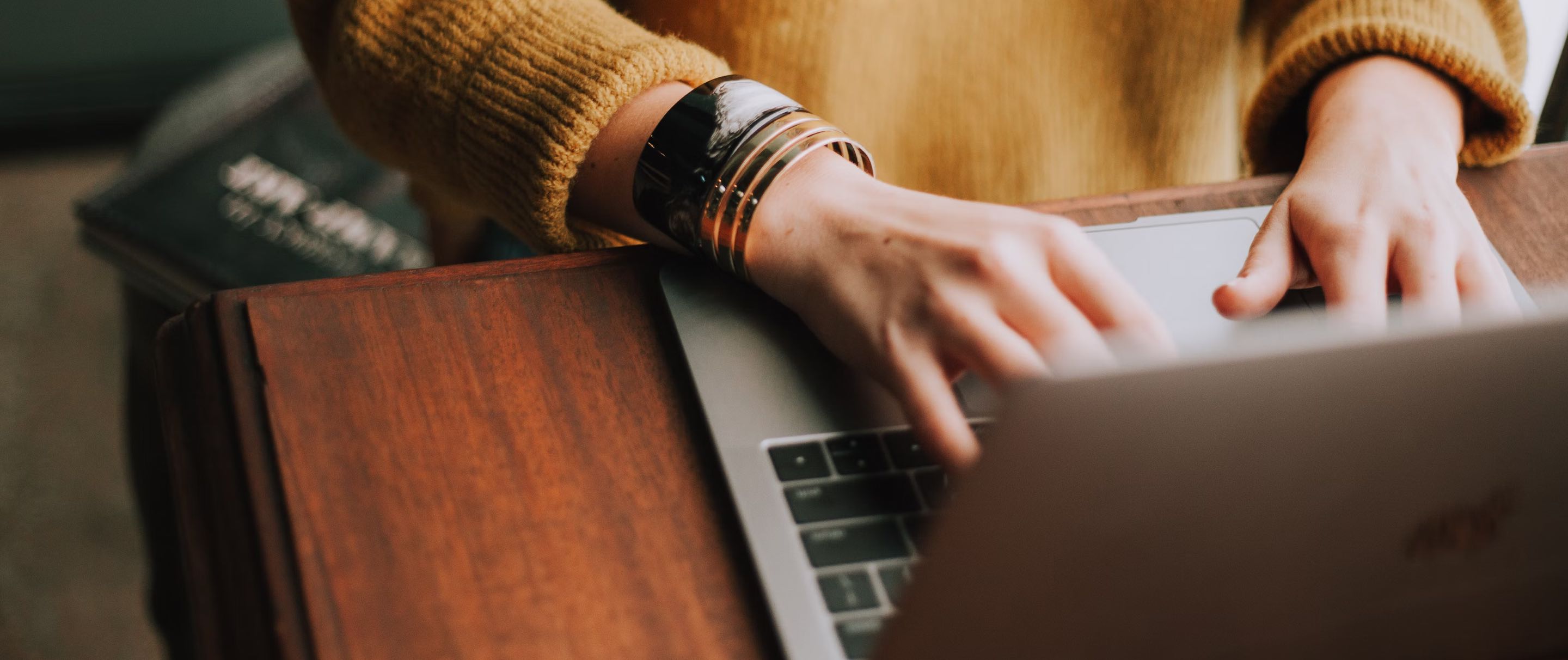 Woman working on laptop