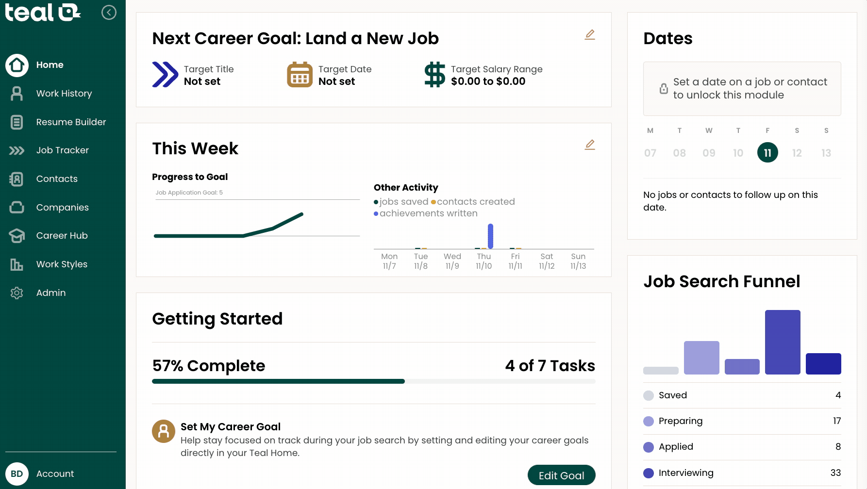 Use Teal's Contacts Tracker to stay in touch with connections and never miss a follow up.