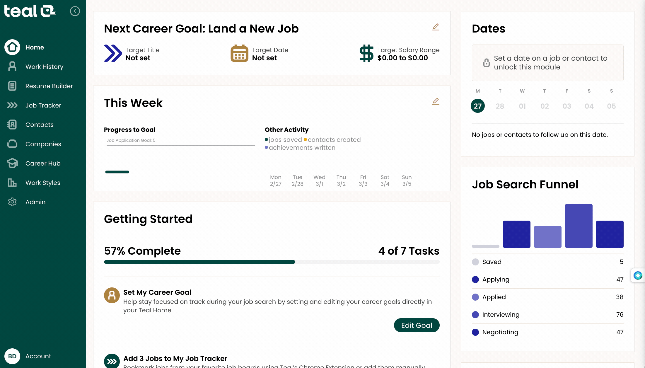 That means Teal's AI Resume Builder not only helps you intuitively format your resume, but it also helps you write major portions of it, too.