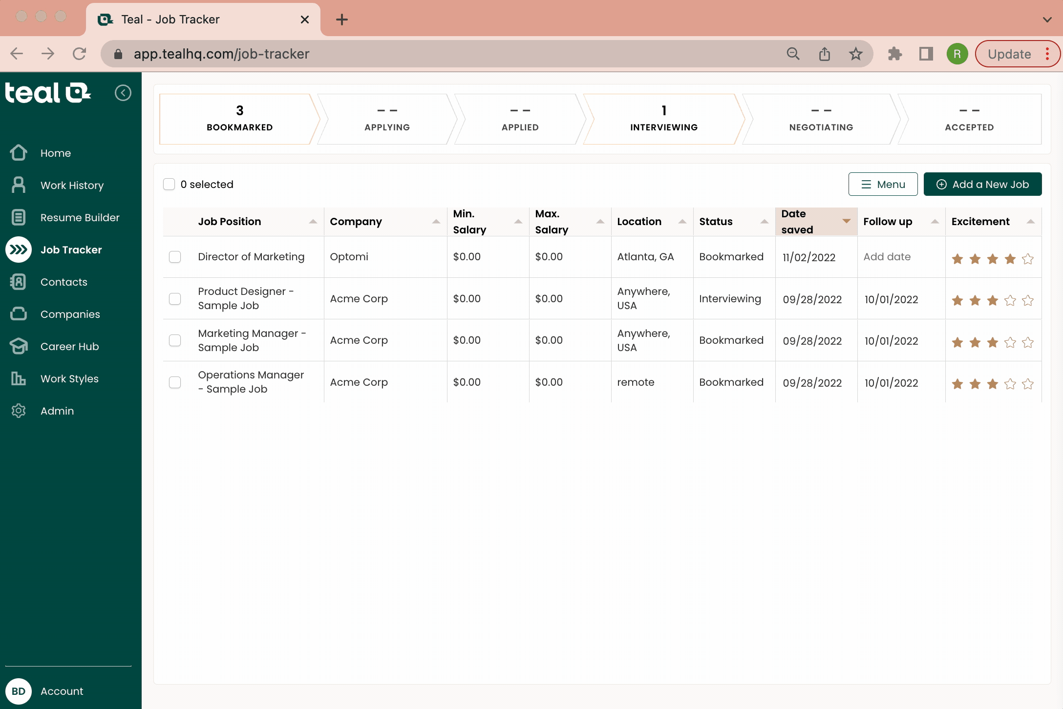Use communication templates within Teal's Job Application Tracker to ask for an offer extension.