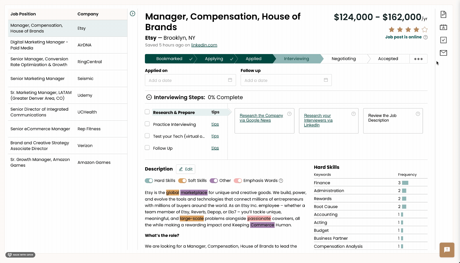 Thank You Email Templates in Teal Job Application Tracker