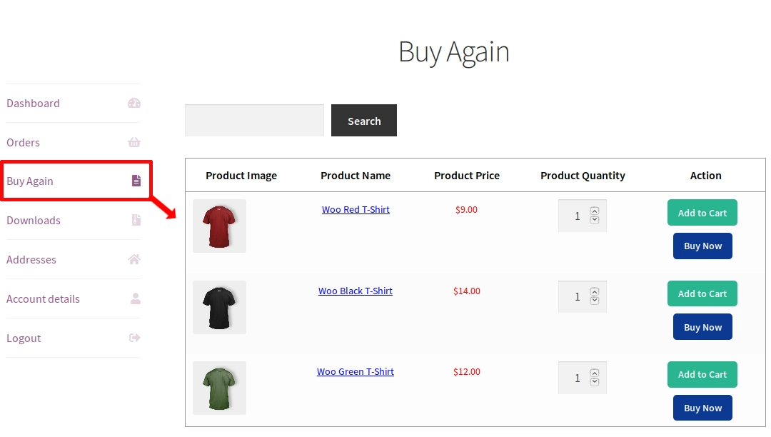 WooCommerce Buy Again WooCommerce Buy Again