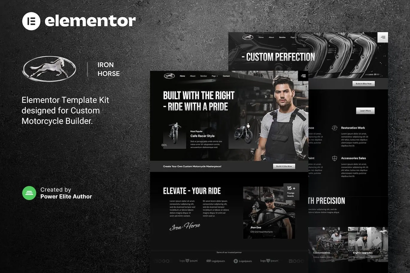 Iron Horse – Custom Motorcycle Builder Elementor Template Kit Iron Horse – Custom Motorcycle Builder Elementor Template Kit