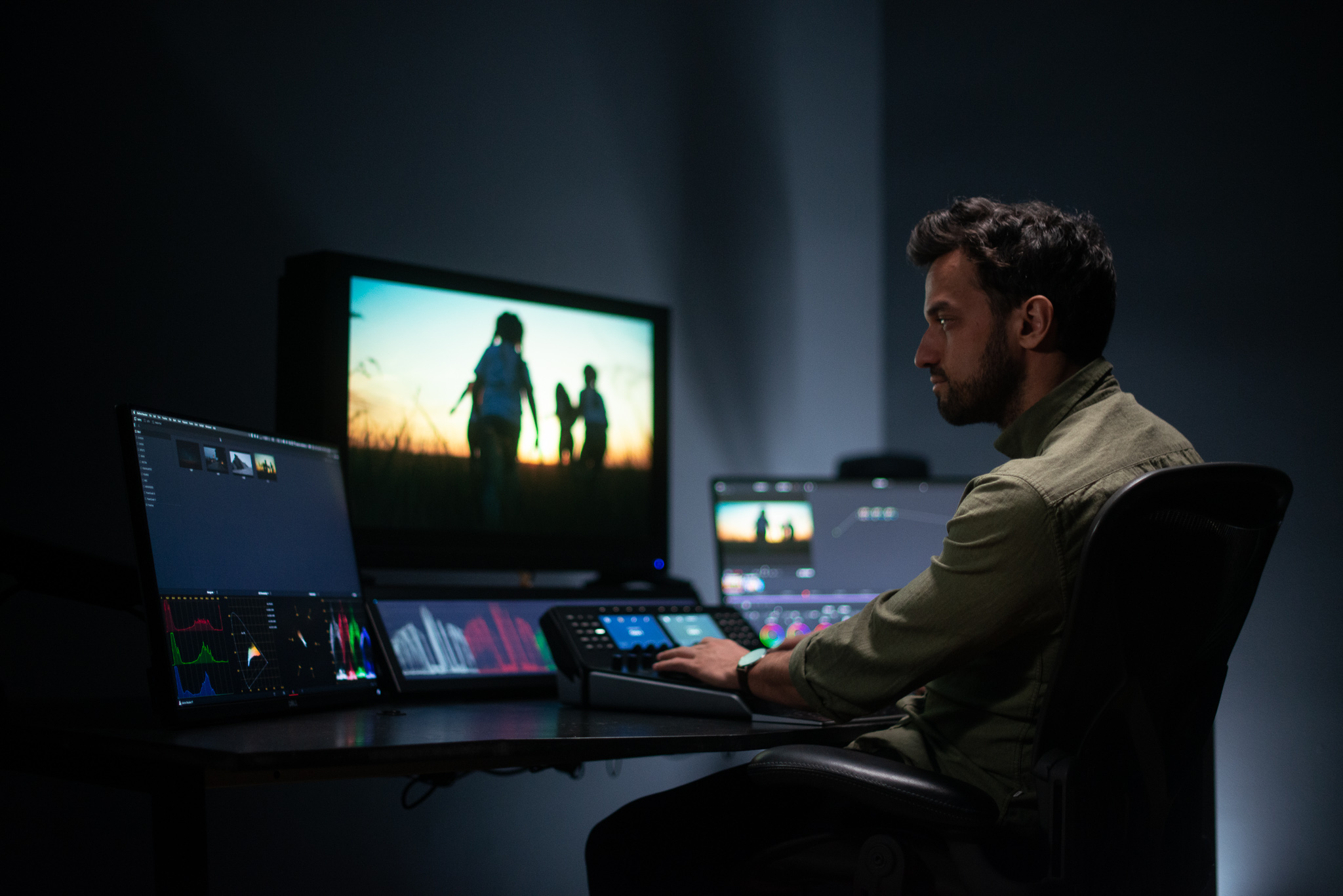 colorist sitting by desk