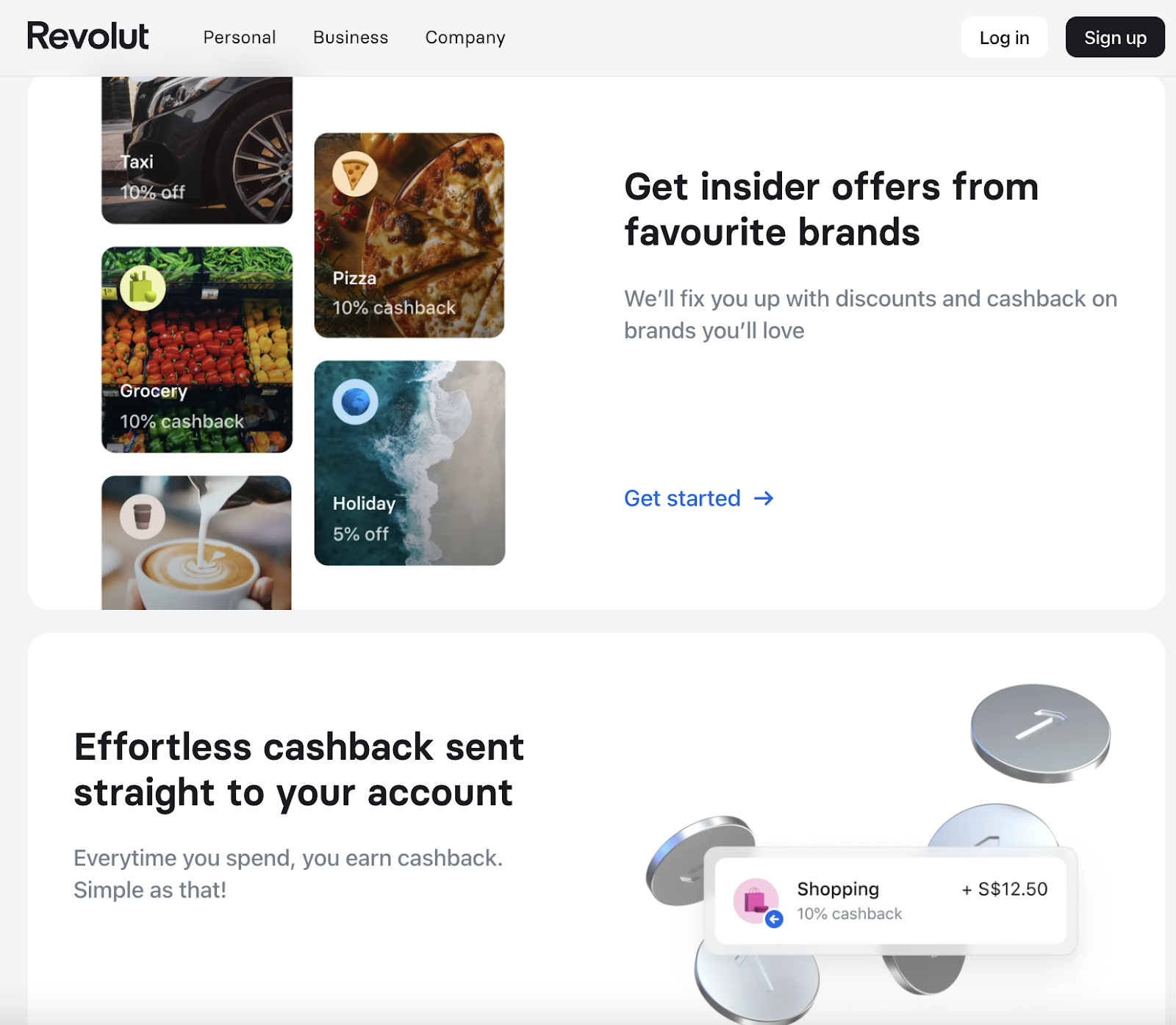 Revolut Rewards webpage showing some of the perks available to Revolut customers