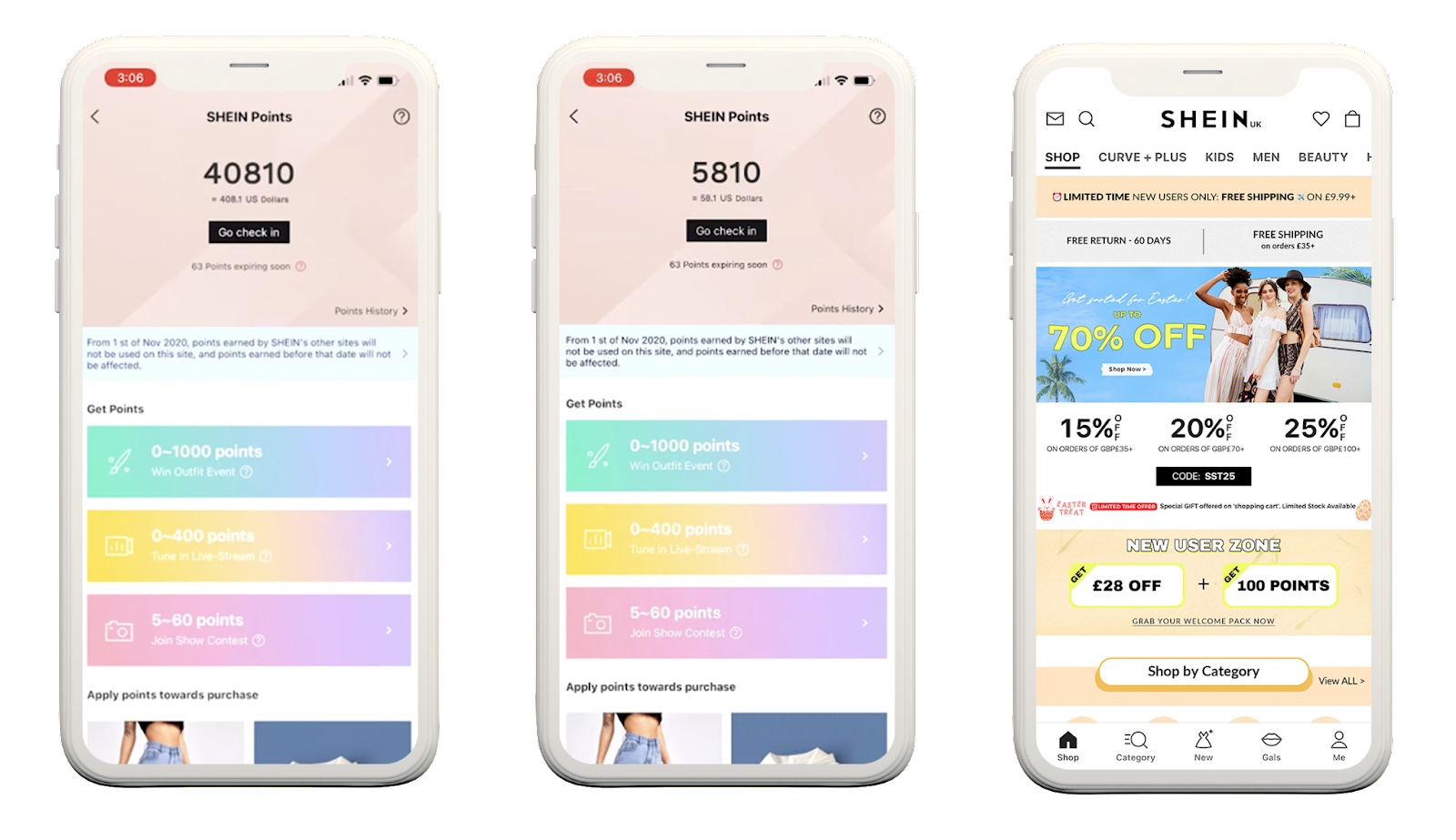 SHEIN shopping application.
