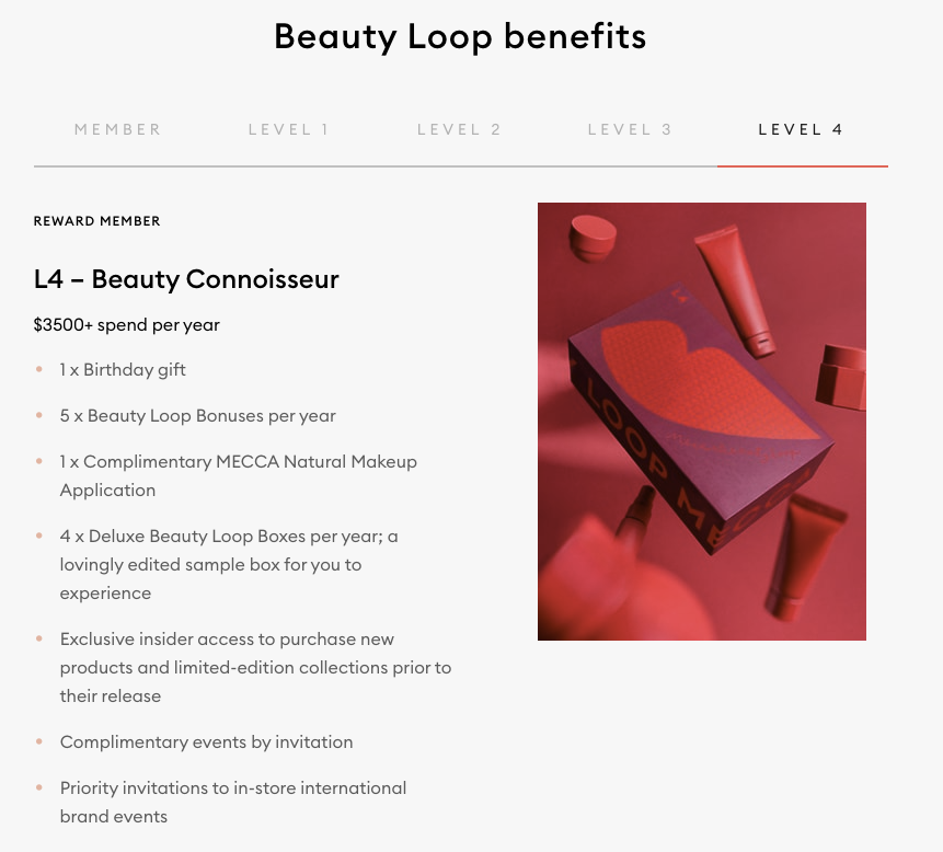 Level four in the Mecca Beauty Loop loyalty program.