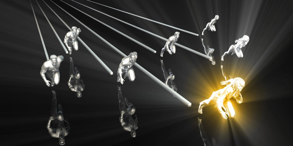 concept of a decentralized organization with a leader 3D