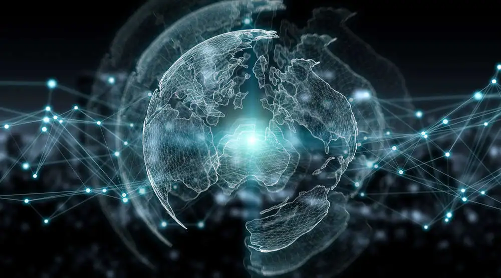 System of connections global worldview 3D rendering