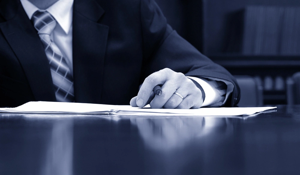 Notary working in office