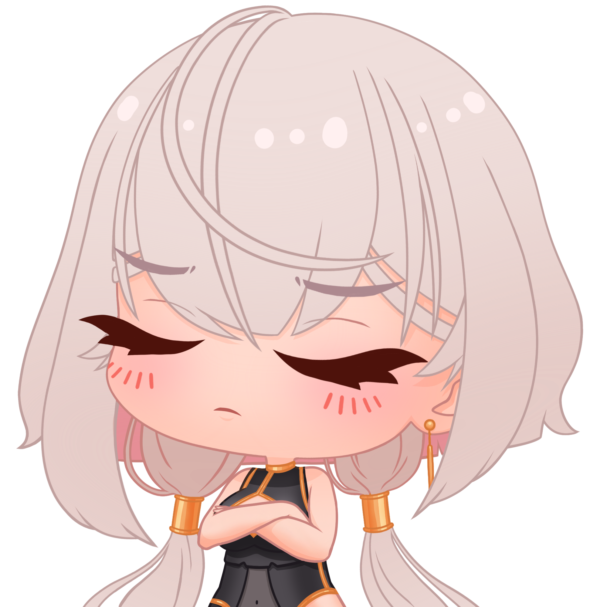 Chibi Nia Yume with an angry expression and arms folded.