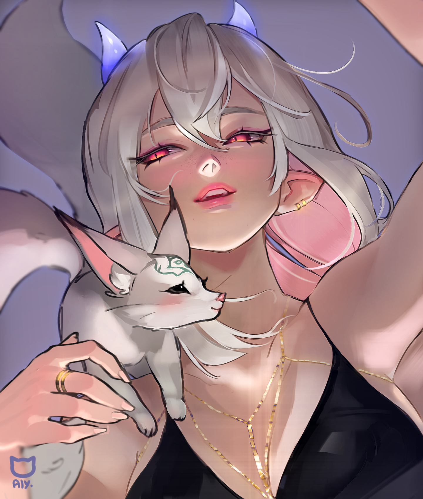 Nia Demon Form with Fox - Art by RosealyArt (https://www.instagram.com/rosealyart/)