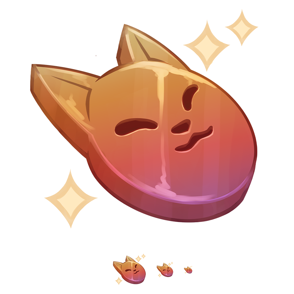 A sunset coloured Fox Coin Twitch Badge with Twitch Sizes Example for Nia Yume.