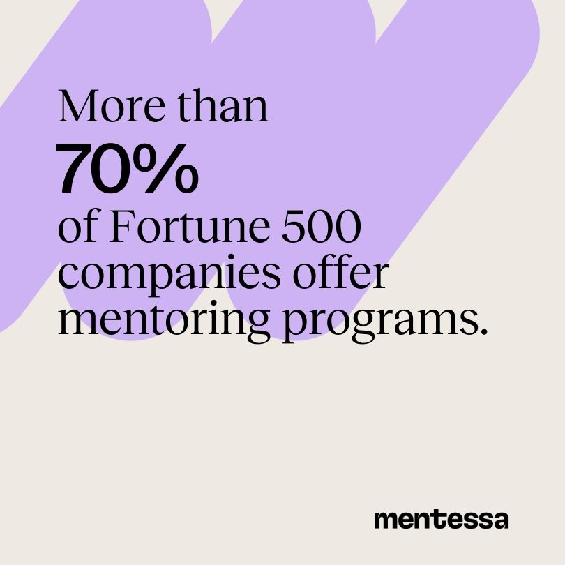 More than 70 percent of Fortune 500 companies offer mentoring programs