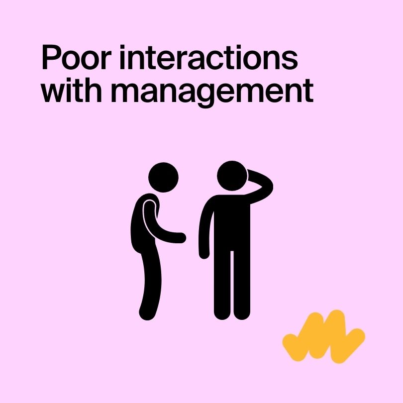 Poor interactions with management
