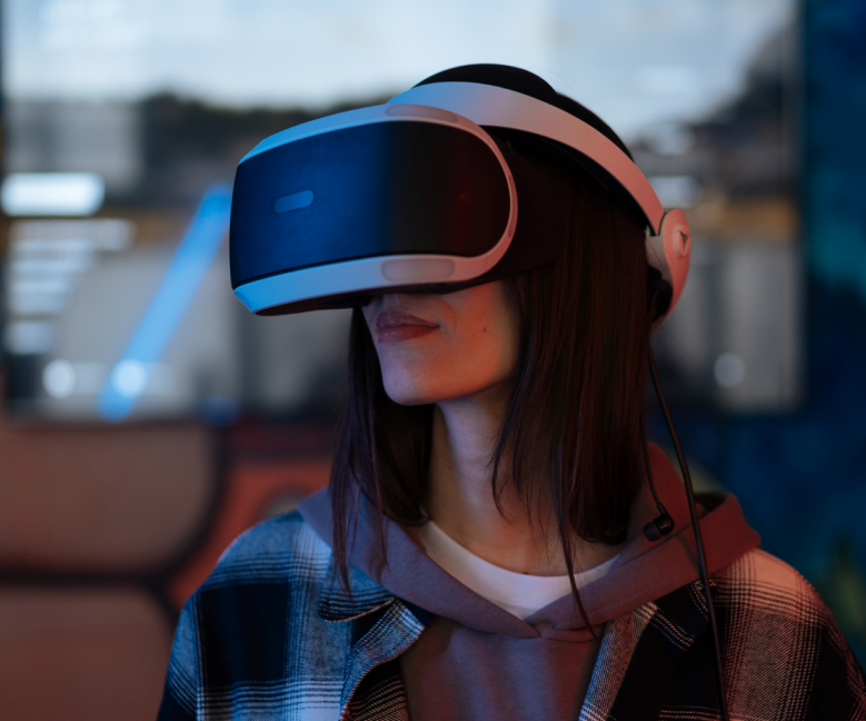 A shopper using a VR headset to enter the metaverse