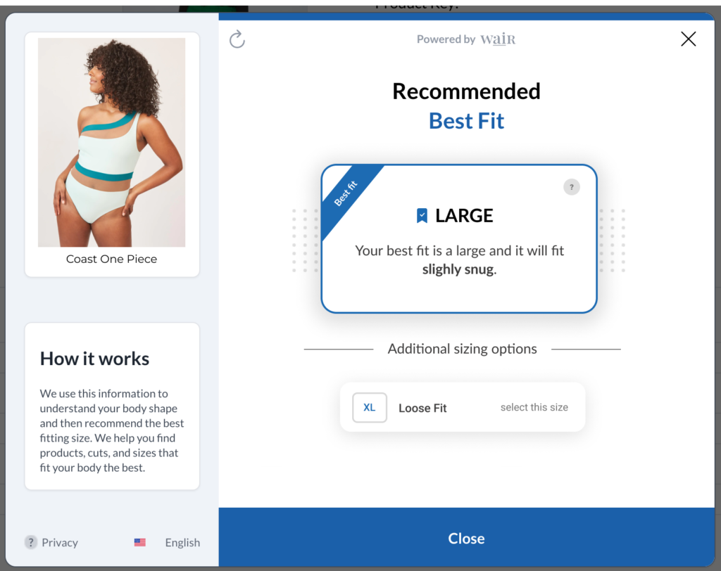 WAIR's sizing solution in action