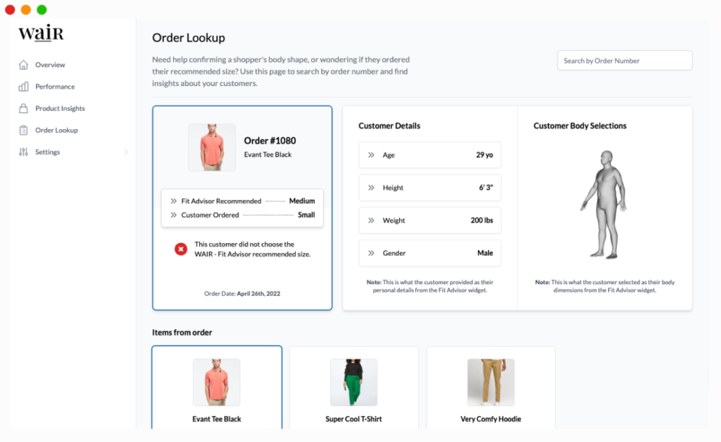WAIR's order insights in action