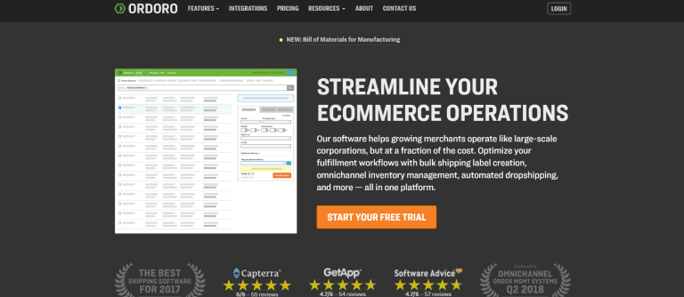 Ordoro shipping and inventory eCommerce tools