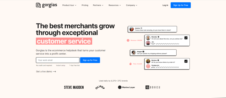 Gorgias, a customer service eCommerce tools