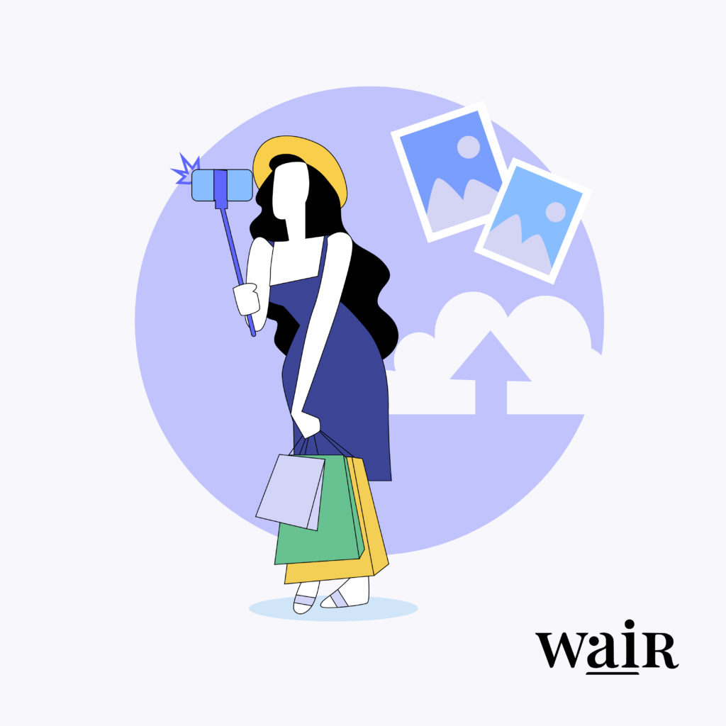 A shopper personalizing her journey by taking and uploading pictures of herself