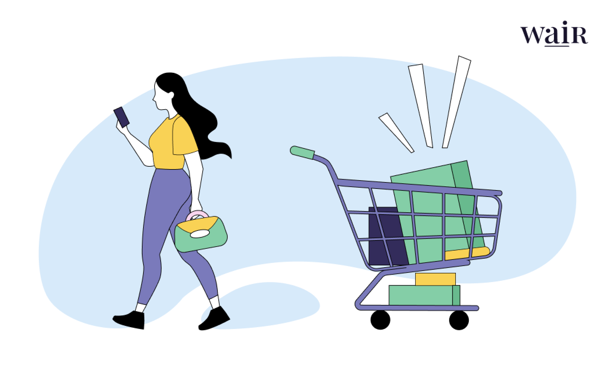A woman shopper abandoning her cart