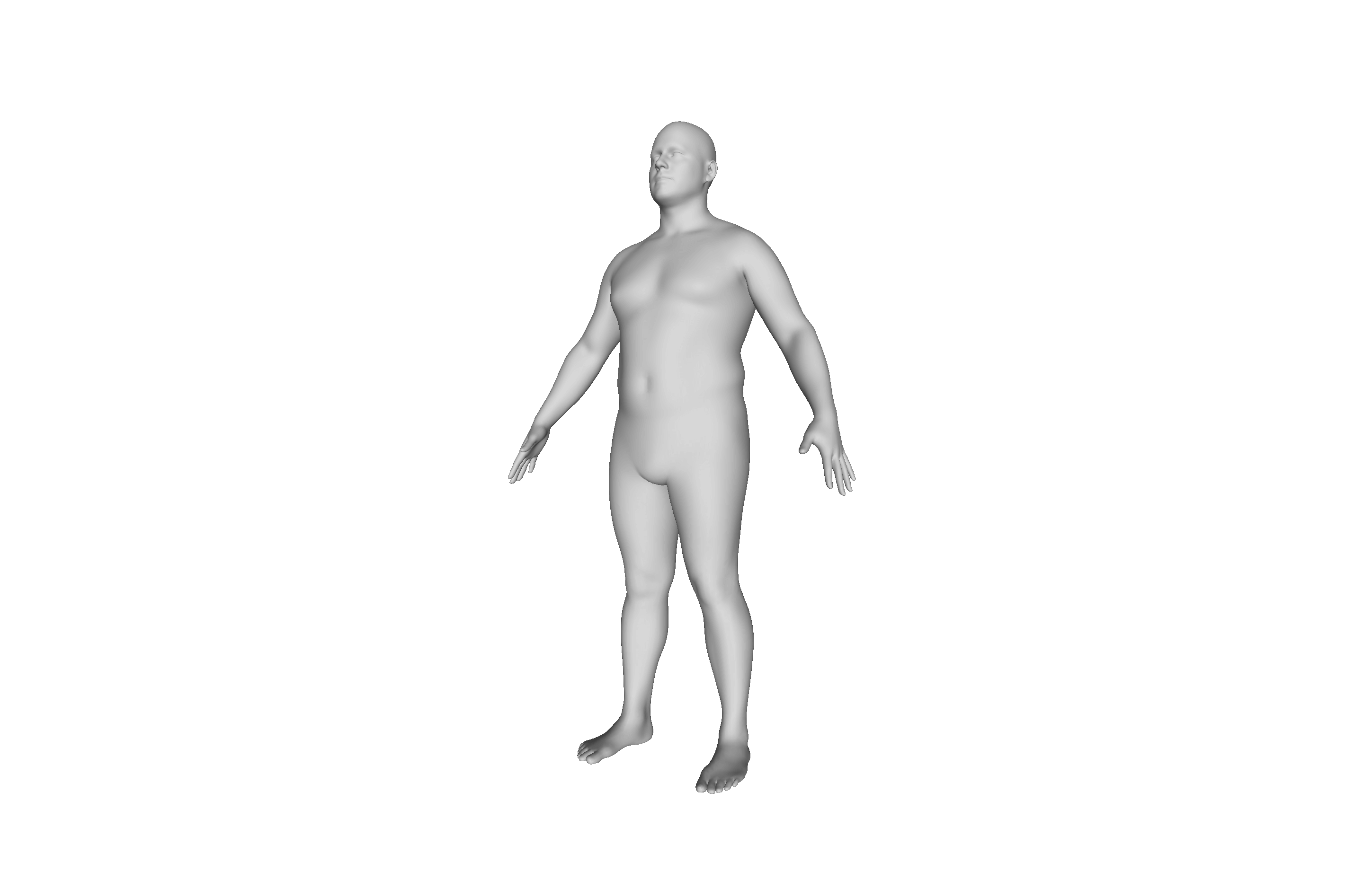 A 3D avatar used to represent a heavyset male