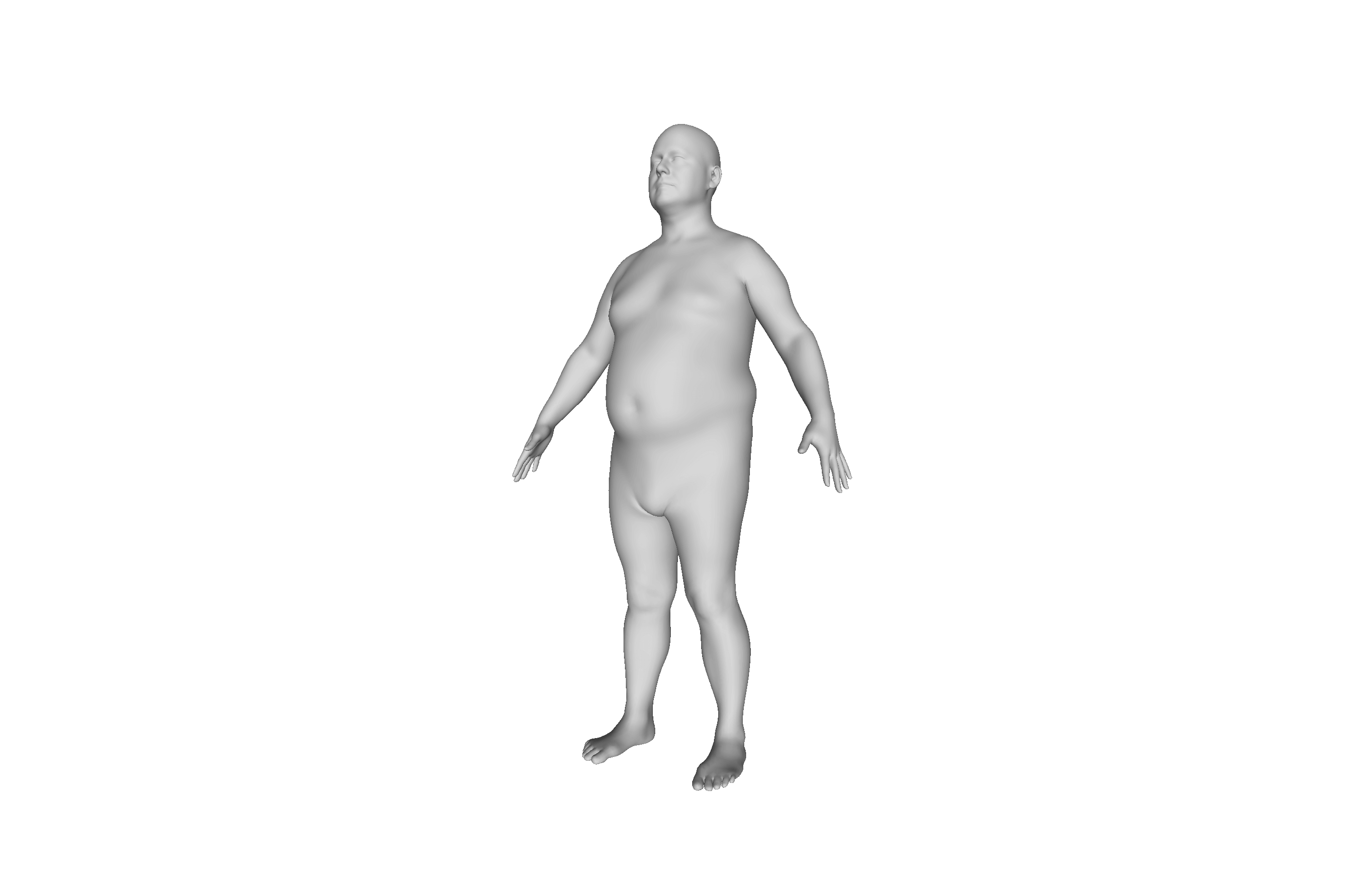A 3D avatar used to represent a short and heavyset male
