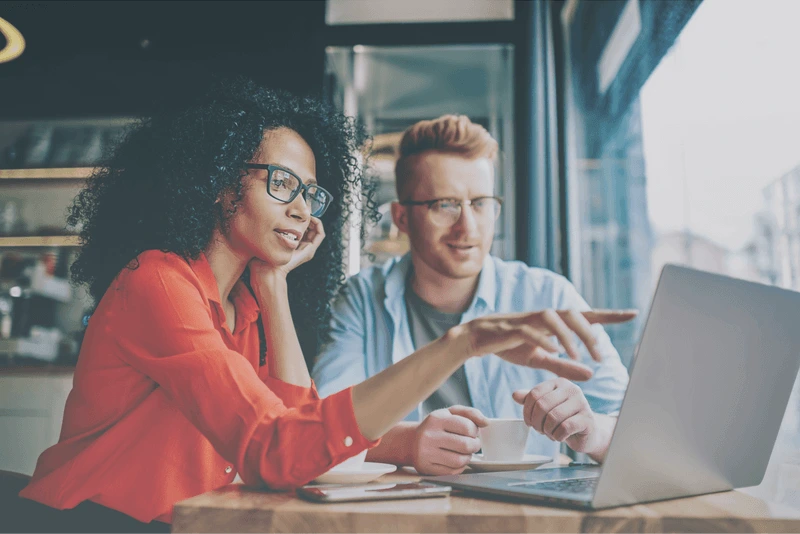 Two executives reviewing shopper insights