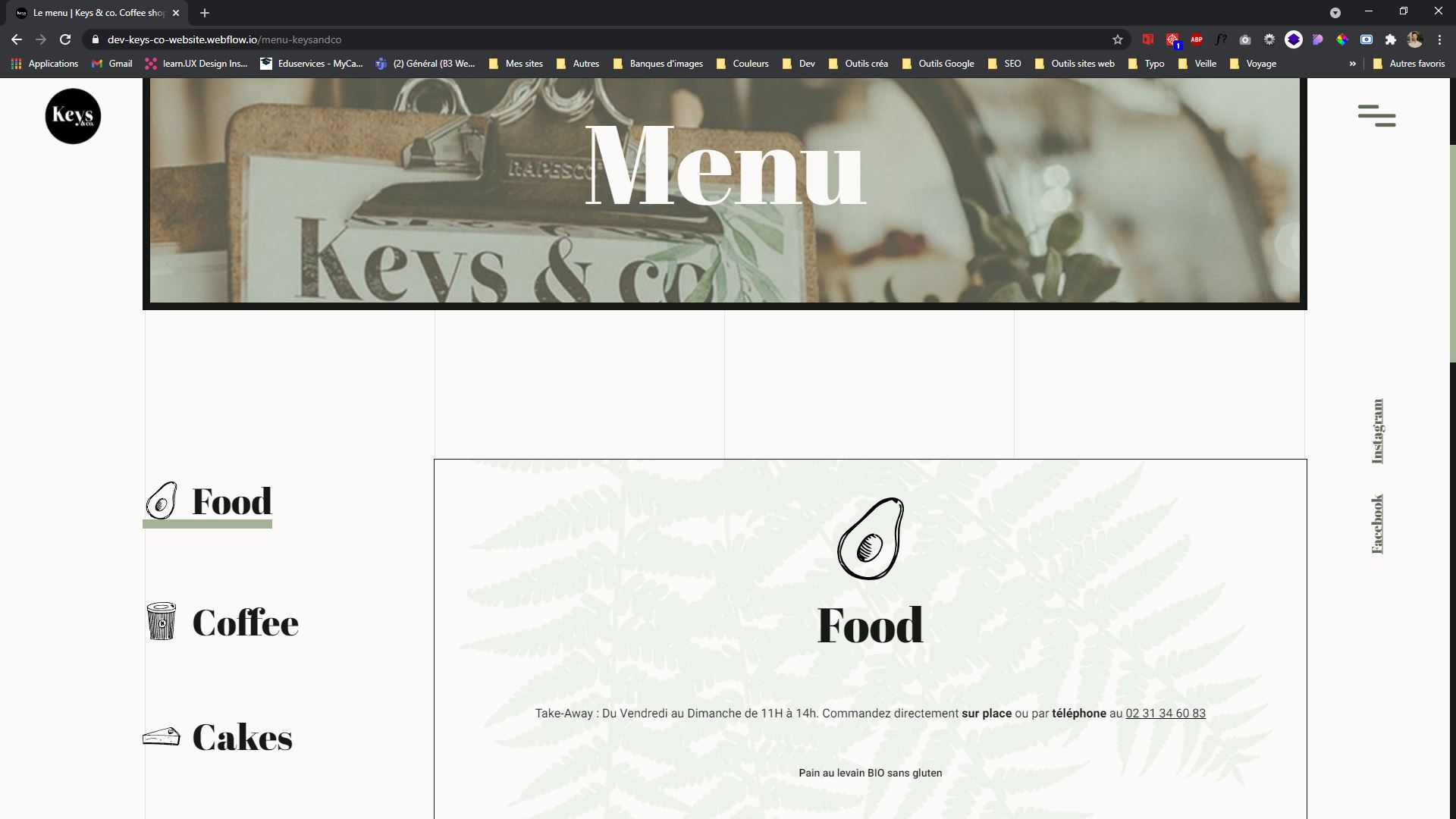Exemple de rendu finale du site Keys and Co