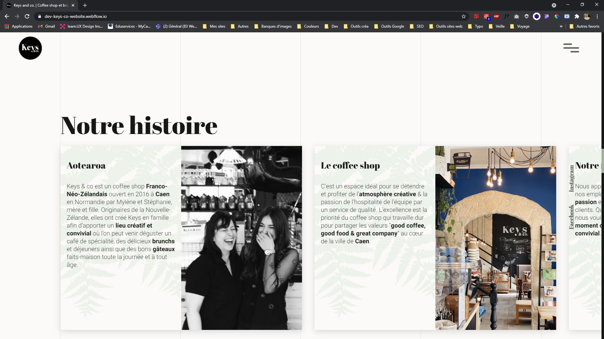 Exemple de rendu finale du site Keys and Co