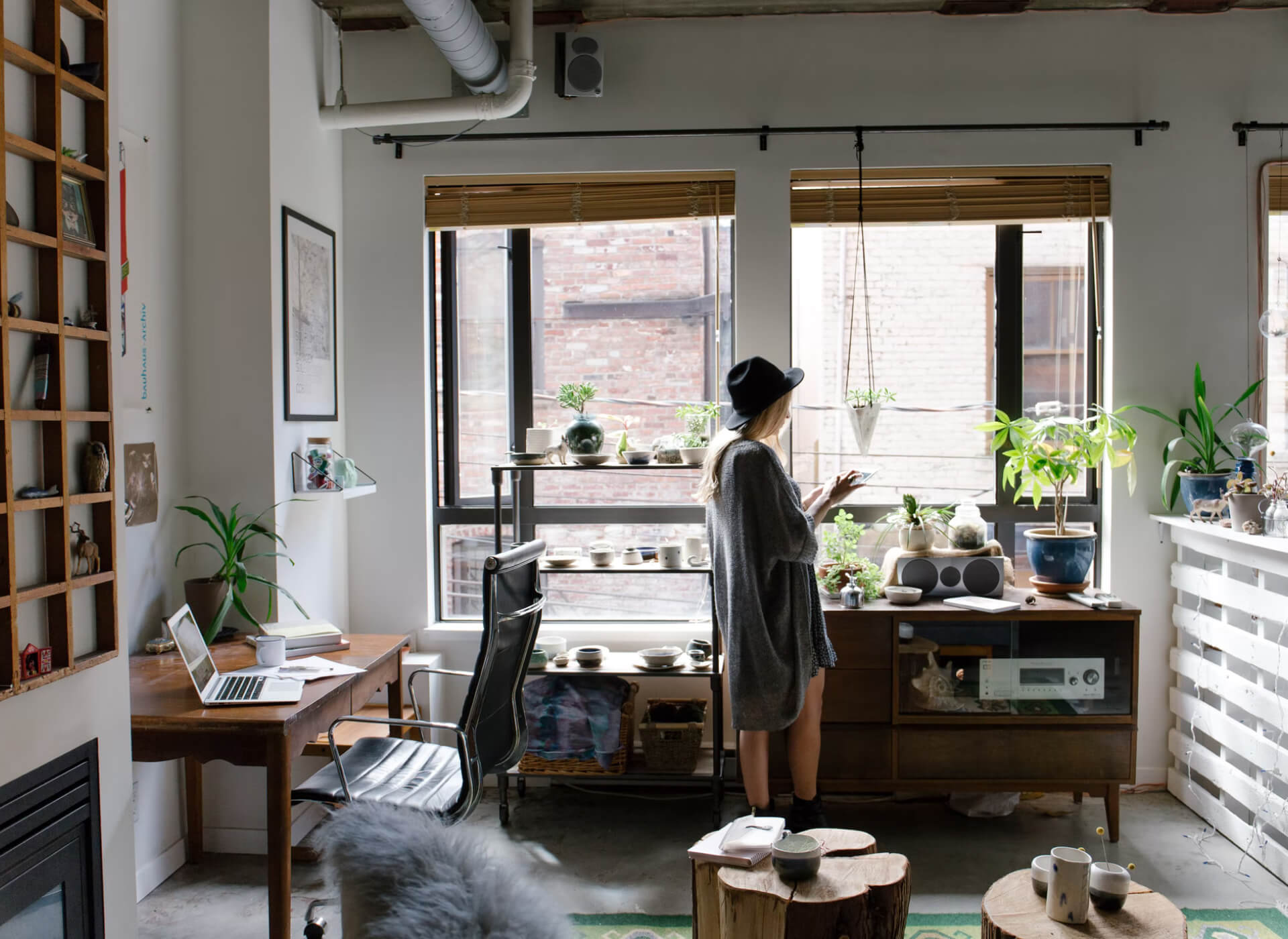a person standing in a room