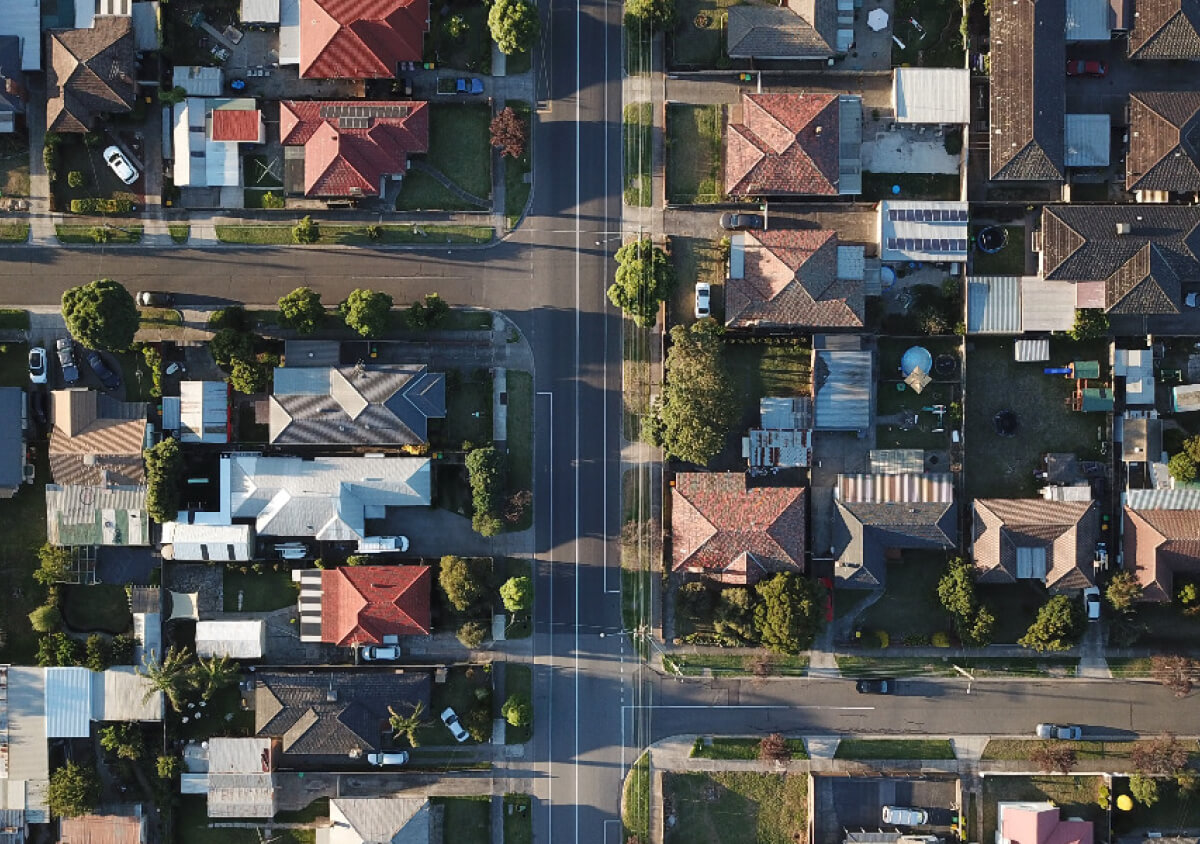 top view of a town